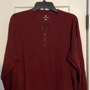 Lands’ End Mens Large Burgundy Long Sleeve Henley Shirt
